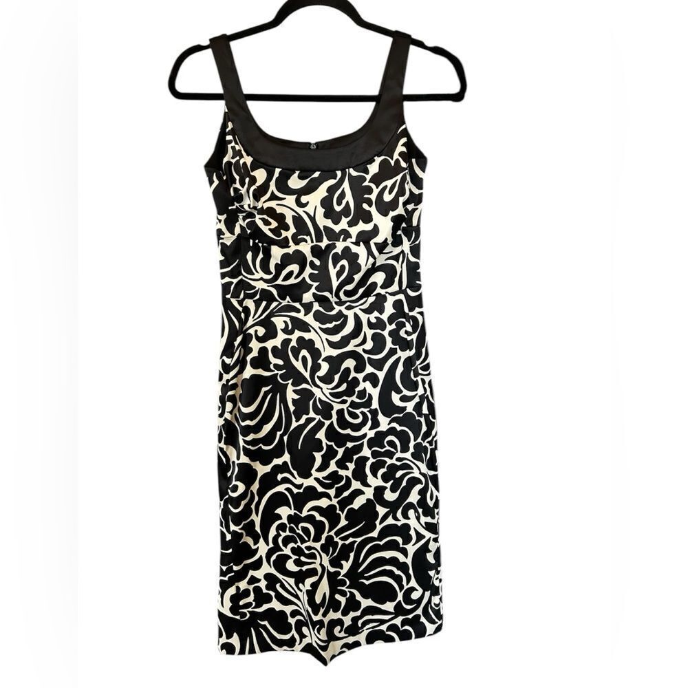Donna Ricco Black Floral Print Sleeveless Babydoll Fitted Cocktail Dress 2